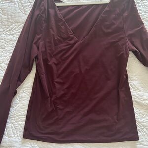 White House Black Market Deep Burgundy Long Sleeve Top